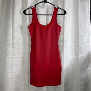 Red Bodycon Metallic Dress